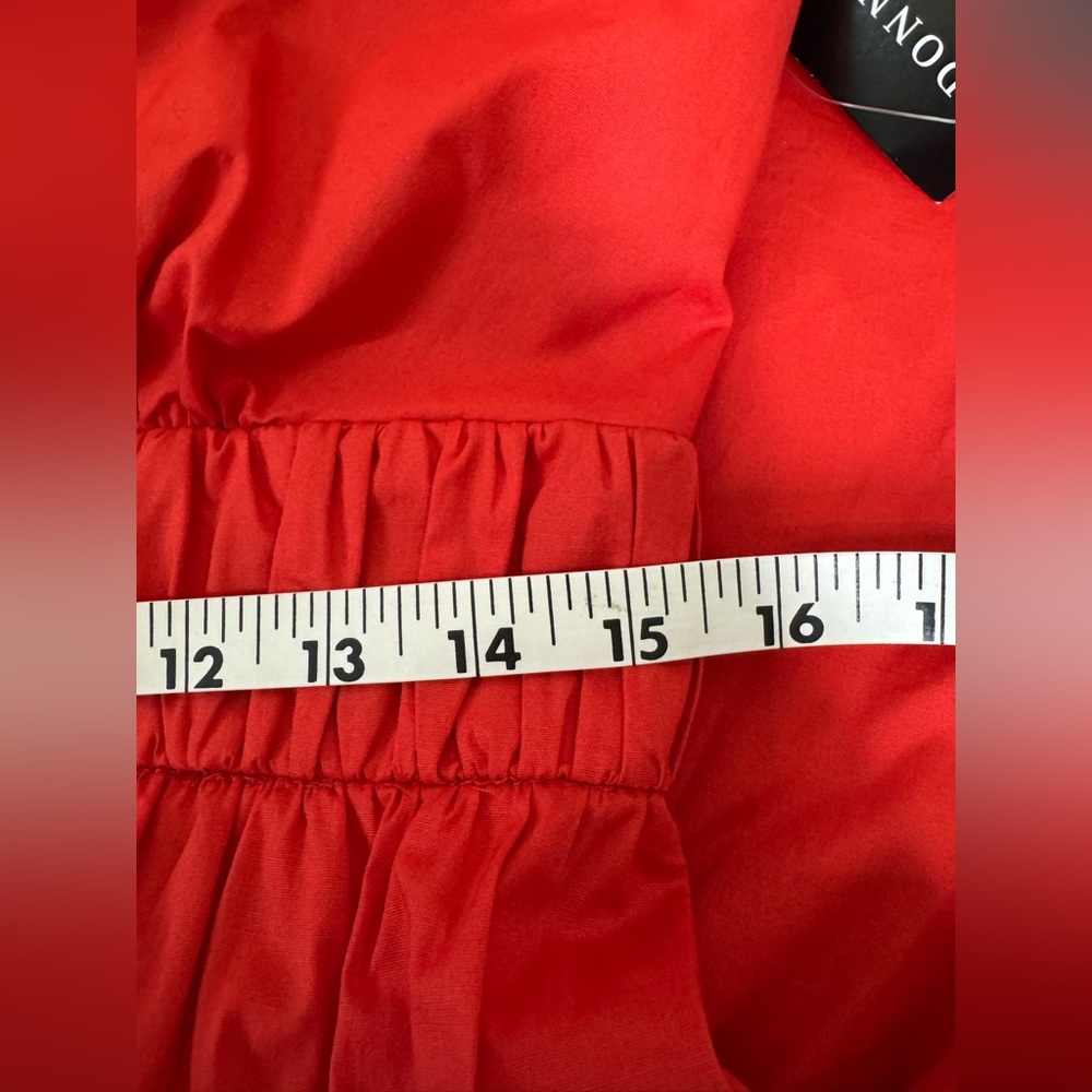 NWT Donna Morgan Red Cotton Ruched around waist SunDress w/ Pockets Size 8 - Picture 13 of 15